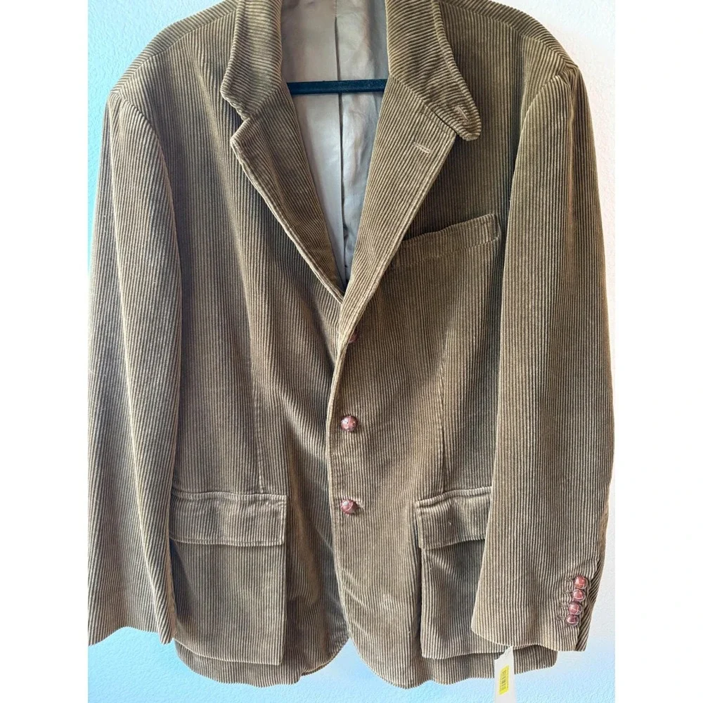 Polo Ralph Lauren Brown Corduroy Blazer XL Leather Buttons Sport Coat Jacket